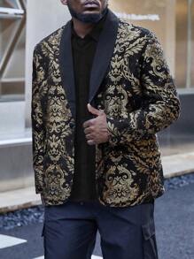 Manfinity Men Plus Baroque Shawl Collar Blazer - Multicolor - View 1