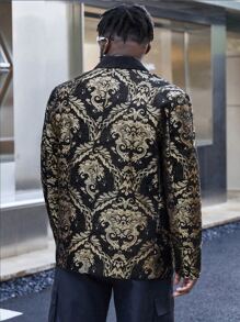 Manfinity Men Plus Baroque Shawl Collar Blazer - Multicolor - View 2