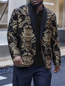 Manfinity Men Plus Baroque Shawl Collar Blazer - Multicolor - View 4