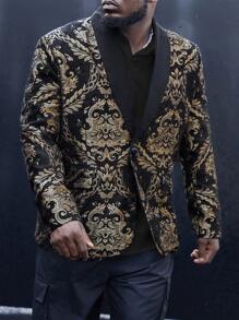 Manfinity Men Plus Baroque Shawl Collar Blazer - Multicolor - View 6