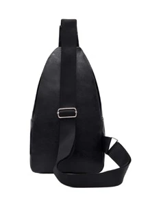 Mini Men Letter Detail Sling Bag Chest Bag, Gift For Father - Black - View 2