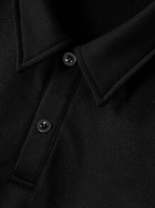 Manfinity Hypemode Men Plus Letter Patched Detail Polo Shirt - Black - View 5