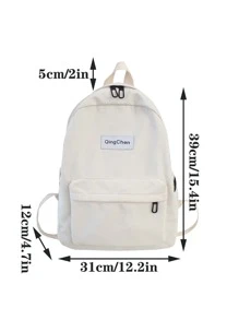 Men Patch Detail Casual Daypack - White - View 3
