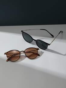 2pairs Tortoiseshell Round Frame Sunglasses Travel Accessories Boho Sunglasses Beach Sun Glasses,School Beach Accessories For Women Sun Glasses Sunglasses Shades Basics And Suit For Sweater Jeans Sweatpants Hoodie Jackets Dress And Long Sleeve Shirt Fashionable Shade Elegant Outfit Family Outings Travel Vacation Holiday For Summer Beach Vacation,Outdoor,Travel