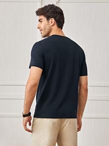Manfinity VCAY Men Cotton Letter Patched Pocket Front Tee