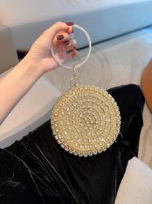 Moonlit EveBag Mini Rhinestone Decor Circle Bag