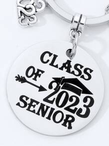 畢業帽和年數吊飾鑰匙圈 - 銀色 - 查看 3