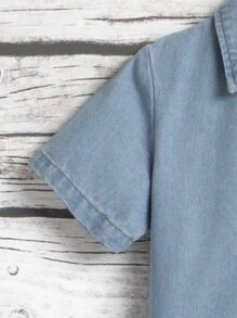 小男童1入組補丁貼口袋牛仔襯衫