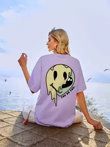 SHEIN Unity Slogan & Expression Print Drop Shoulder Tee YOU DO YOU - Lilac Purple - View 1