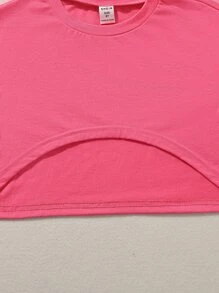 SHEIN 少女字母圖形背心連體褲和高低不一t恤 - 彩色 - 查看 6