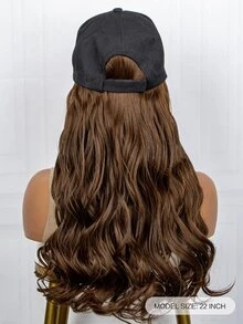 Long Body Wave Synthetic Wig With Hat - Light Brown - View 5