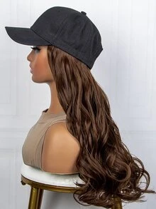 Long Body Wave Synthetic Wig With Hat - Light Brown - View 7