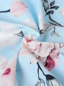 SHEIN 女孩印花荷葉邊連衣裙 - 淺藍色 - 查看 5