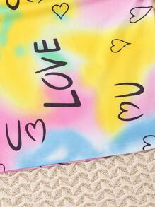 Girls Tie Dye Letter Graphic Ruched Side Dress - Multicolor - View 5