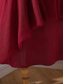 SHEIN Girls Contrast Sequin Bow Front Mesh Hem Dress - Burgundy - View 6