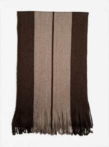 Unisex Spring/autumn/winter Couple Knitted Plaid Multi-color Splice Tassel Detail Warm Scarf - Multicolor - View 2