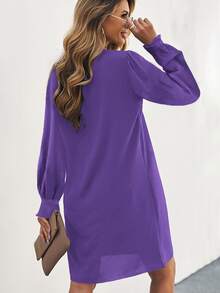 SHEIN LUNE Vestido túnico de cuello de muesca unicolor - Morado - Ver 2