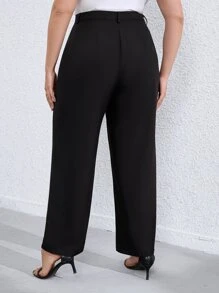 SHEIN Clasi Plus Solid High Waist Suit Trousers - Black - View 2