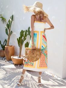 Aveloria Graphic Print Cami Dress - Yellow - View 5