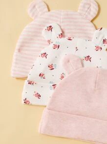 momscare 3 chiếc mũ họa tiết hoa hồng màu hồng ngọt ngào, mũ tai gấu mềm mại và thoải mái, phù hợp cho trẻ sơ sinh và trẻ nhỏ - Thiết kế mũ bé đáng yêu - Mũ giữ ấm, chắn gió cho bé, cũng là món quà tuyệt vời cho bé gái khi bé bắt đầu tập thở. - Nhiều màu - Xem 6