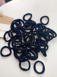 50 piezas Goma de pelo unicolor al azar - Negro - Ver 1