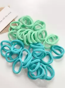 50 piezas Goma de pelo unicolor de color al azar - Verde - Ver 1