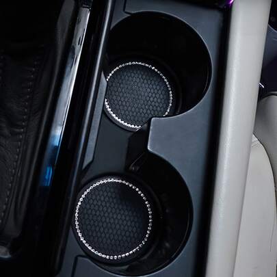 2pcs Rhinestone Decor Car Coaster