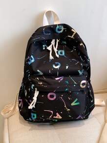 Splash Ink & Letter Graphic Functional Backpack - Multicolor - View 1