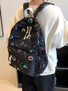 Splash Ink & Letter Graphic Functional Backpack - Multicolor - View 2