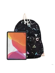 Splash Ink & Letter Graphic Functional Backpack - Multicolor - View 4