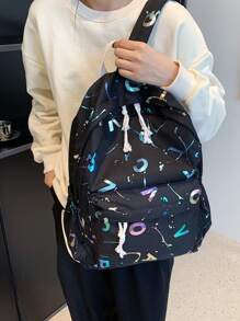 Splash Ink & Letter Graphic Functional Backpack - Multicolor - View 5