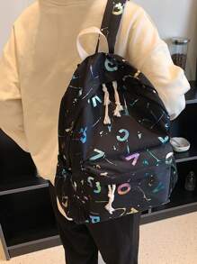 Splash Ink & Letter Graphic Functional Backpack - Multicolor - View 6