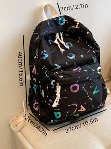 Splash Ink & Letter Graphic Functional Backpack - Multicolor - View 7