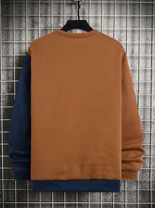 Manfinity Hombres Pullover térmico con estampado de letra de color combinado - Multicolor - Ver 2