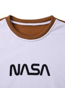 Manfinity Hombres Pullover térmico con estampado de letra de color combinado - Multicolor - Ver 4