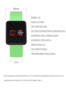 Reloj electrónico LED pantalla digital cuadrado - Verde - Ver 4