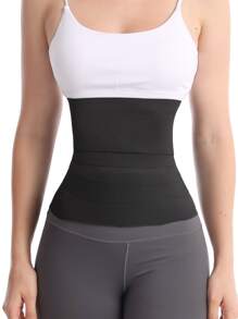 合成橡膠運動腹部腰帶塑身腰部訓練帶束腰胸衣 - 黑色 - 查看 4