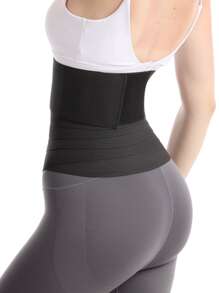 合成橡膠運動腹部腰帶塑身腰部訓練帶束腰胸衣 - 黑色 - 查看 5