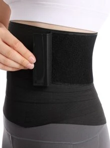 合成橡膠運動腹部腰帶塑身腰部訓練帶束腰胸衣 - 黑色 - 查看 8