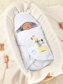 1 cái Chăn Hoạt Hình Hình Thú Thêu Tai 3D Trang Trí Chăn Quấn Cho Bé - Nhiều màu - Xem 2