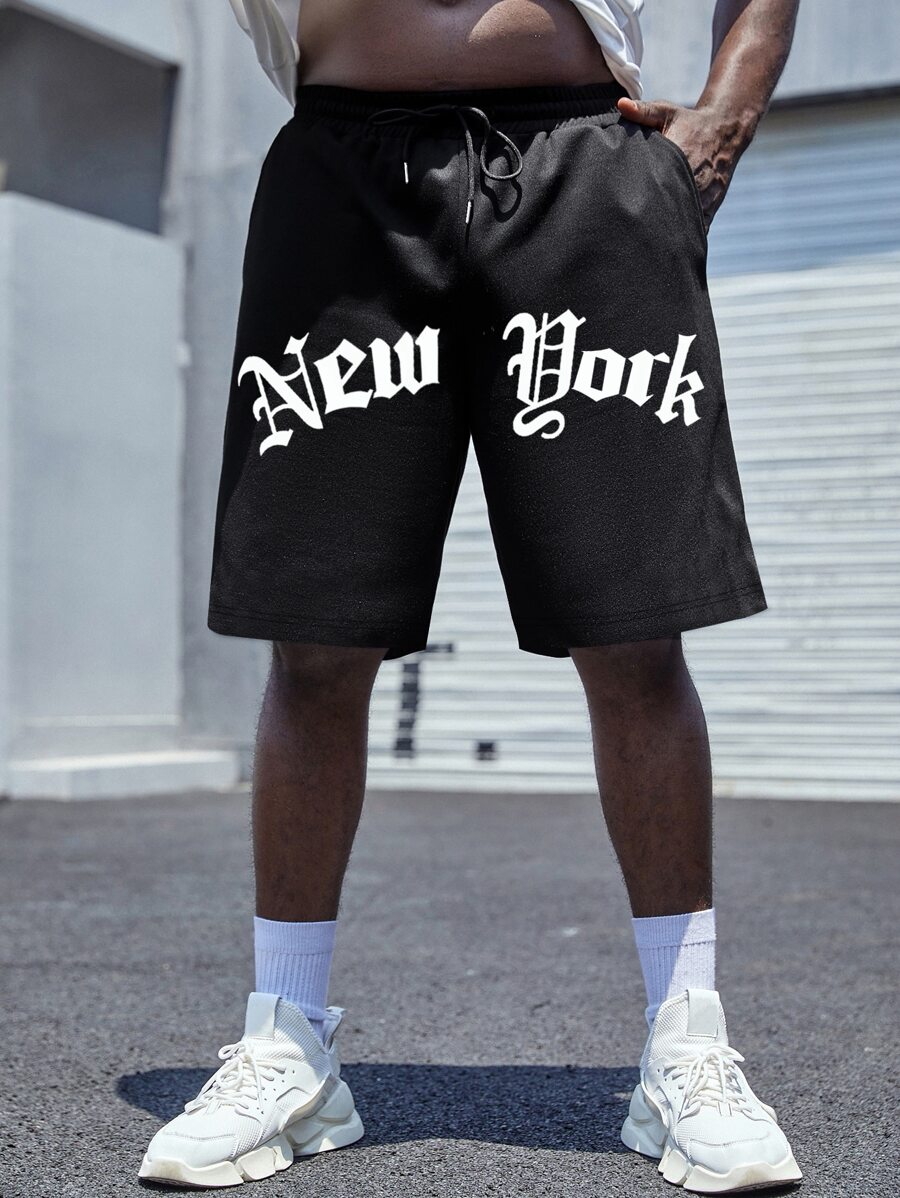 Manfinity EMRG 男士字母圖案腰部抽繩短褲