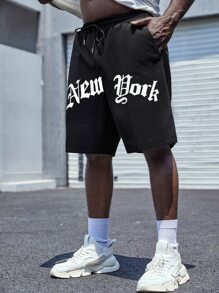 Manfinity EMRG 男士字母圖案腰部抽繩短褲