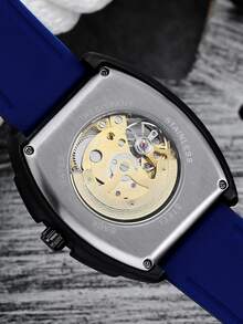 DENVOSI Hombres Reloj mecánico esqueleto esfera - Azul - Ver 5