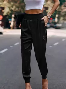 BTFBM Flap Pocket Side Cargo Pants - Black - View 1