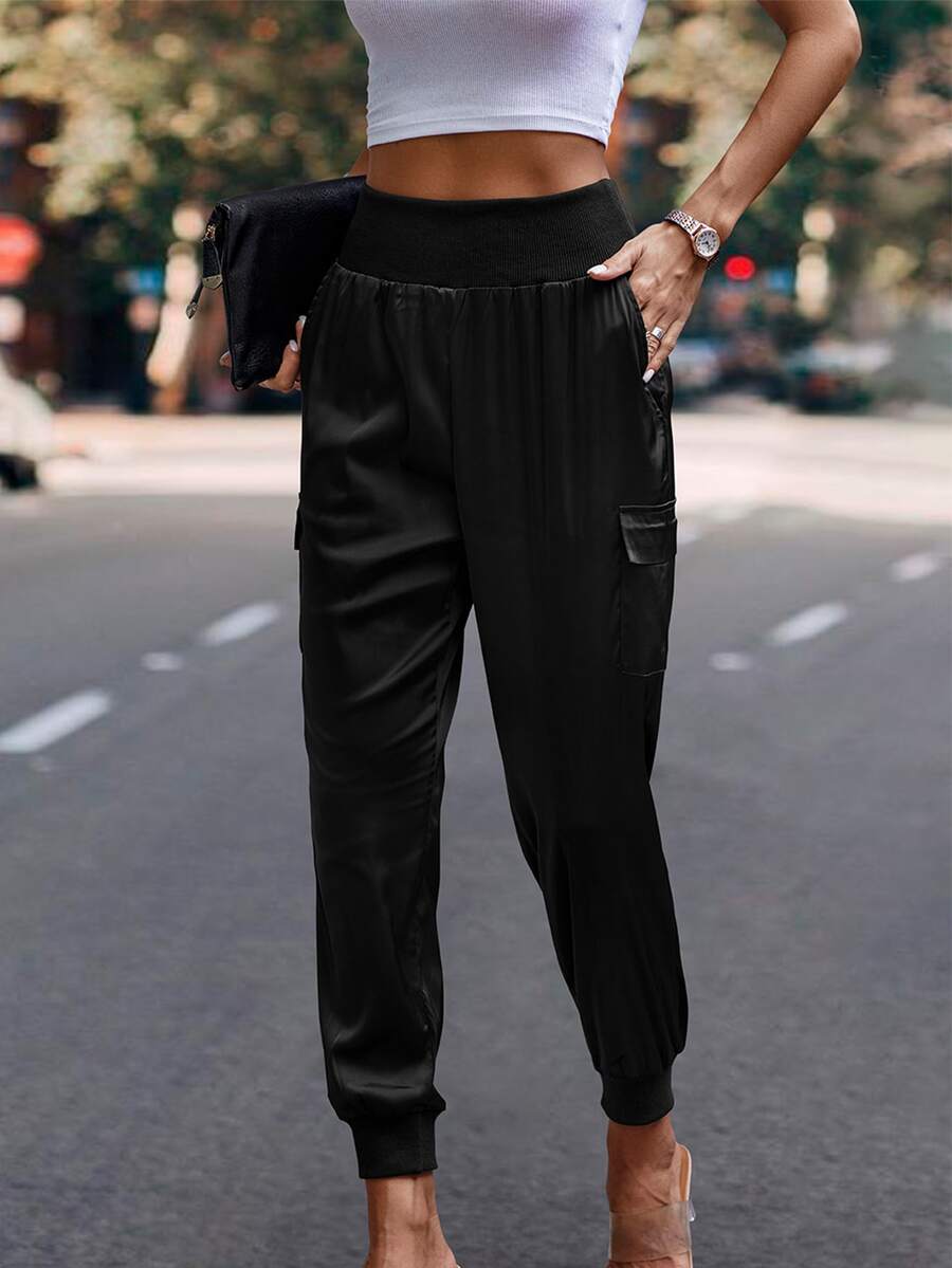 BTFBM Flap Pocket Side Cargo Pants - Black - View 1