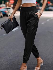 BTFBM Flap Pocket Side Cargo Pants - Black - View 5