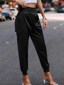 BTFBM Flap Pocket Side Cargo Pants - Black - View 6