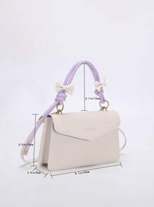 Bolsa cuadrada con estampado de letra con solapa - Beis - Ver 3