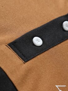 Manfinity Men Letter Graphic Colourblock Polo Shirt - Brown - View 6