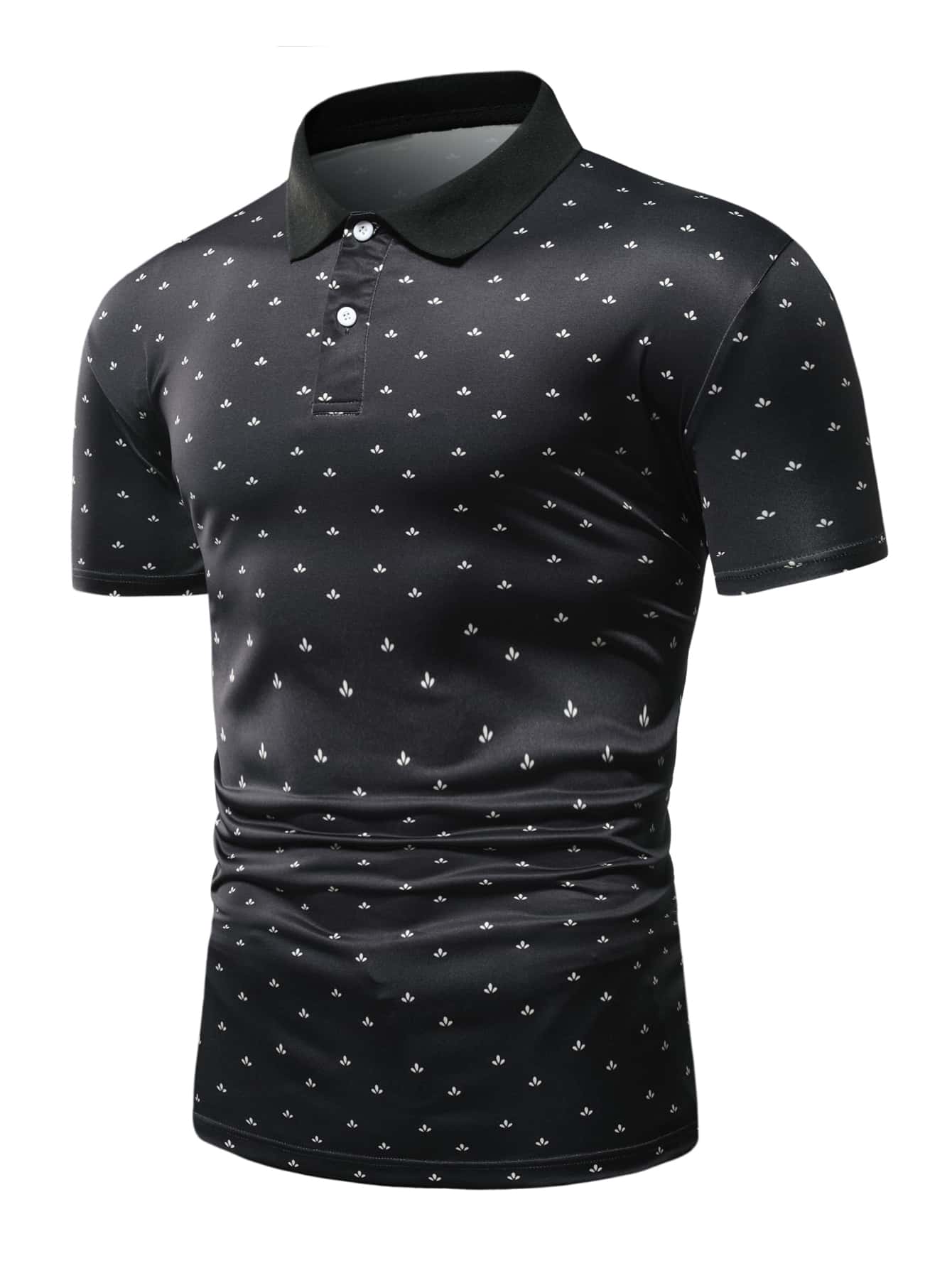 Manfinity Men Allover Print Polo Shirt - Black - View 1